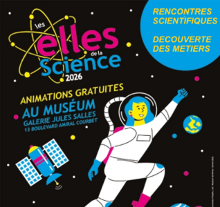 Affiche de l'évènement Elles de la Scince qui représente une femme en tenue d'astronome