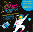 Affiche de l'évènement Elles de la Scince qui représente une femme en tenue d'astronome